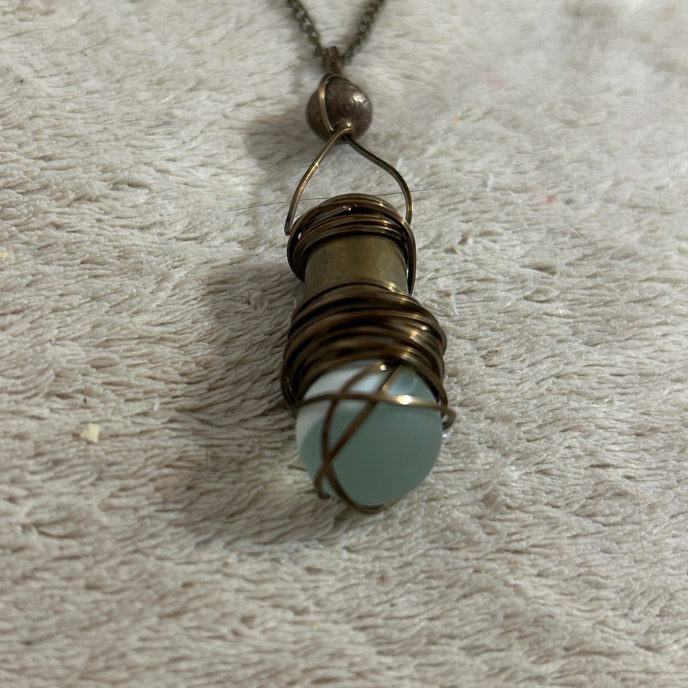 Steampunk Style Copper & Brass Necklace With Glass Ball Original One of a Kind - Picture 4 of 5